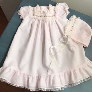 Alexis long light pink dress with matching cap